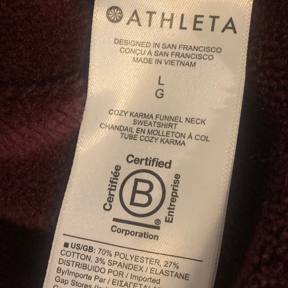 Athleta Cozy Karma Funnel Neck Sweatshirt Burgundy Oversized Pullover Large L - Picture 8 of 8